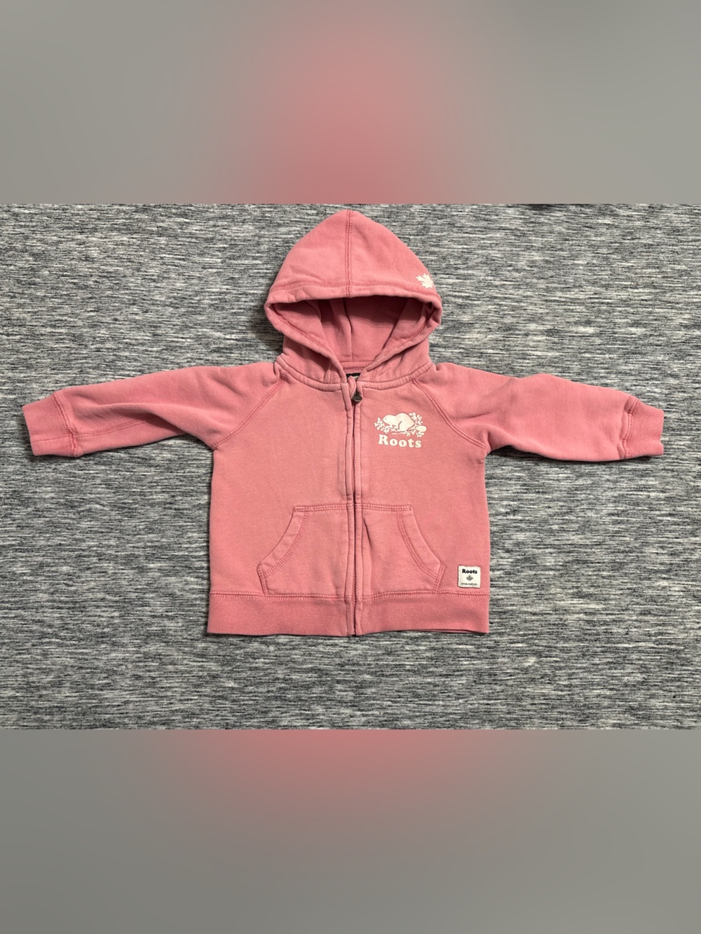 Roots Baby Zip Up Hooded Sweater Pink Size 18-24m